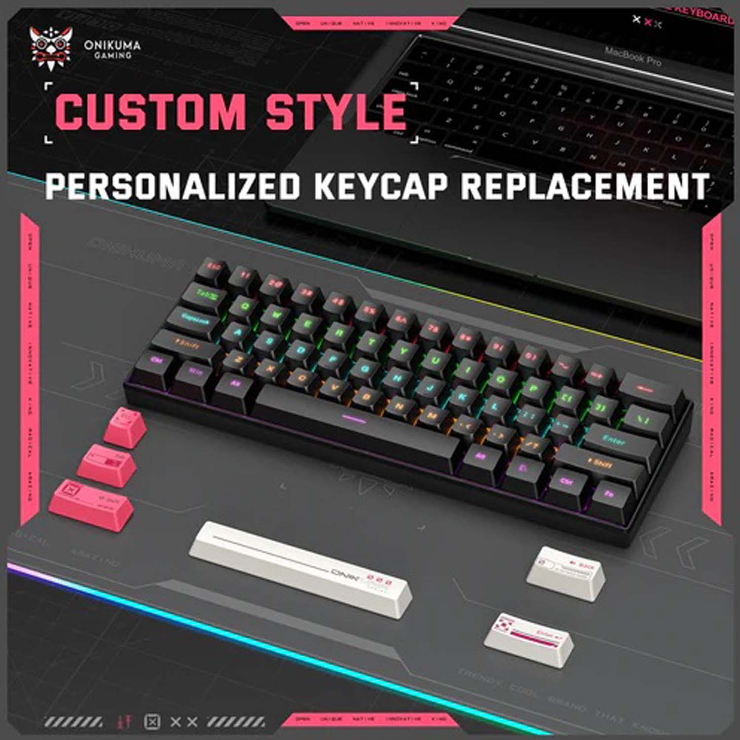 کیبورد گیمینگ اونیکوما مدل G55 RGB، مکانیکال سوییچ قهوهای، Tenkeyless، نورپردازی RGB - Image 13