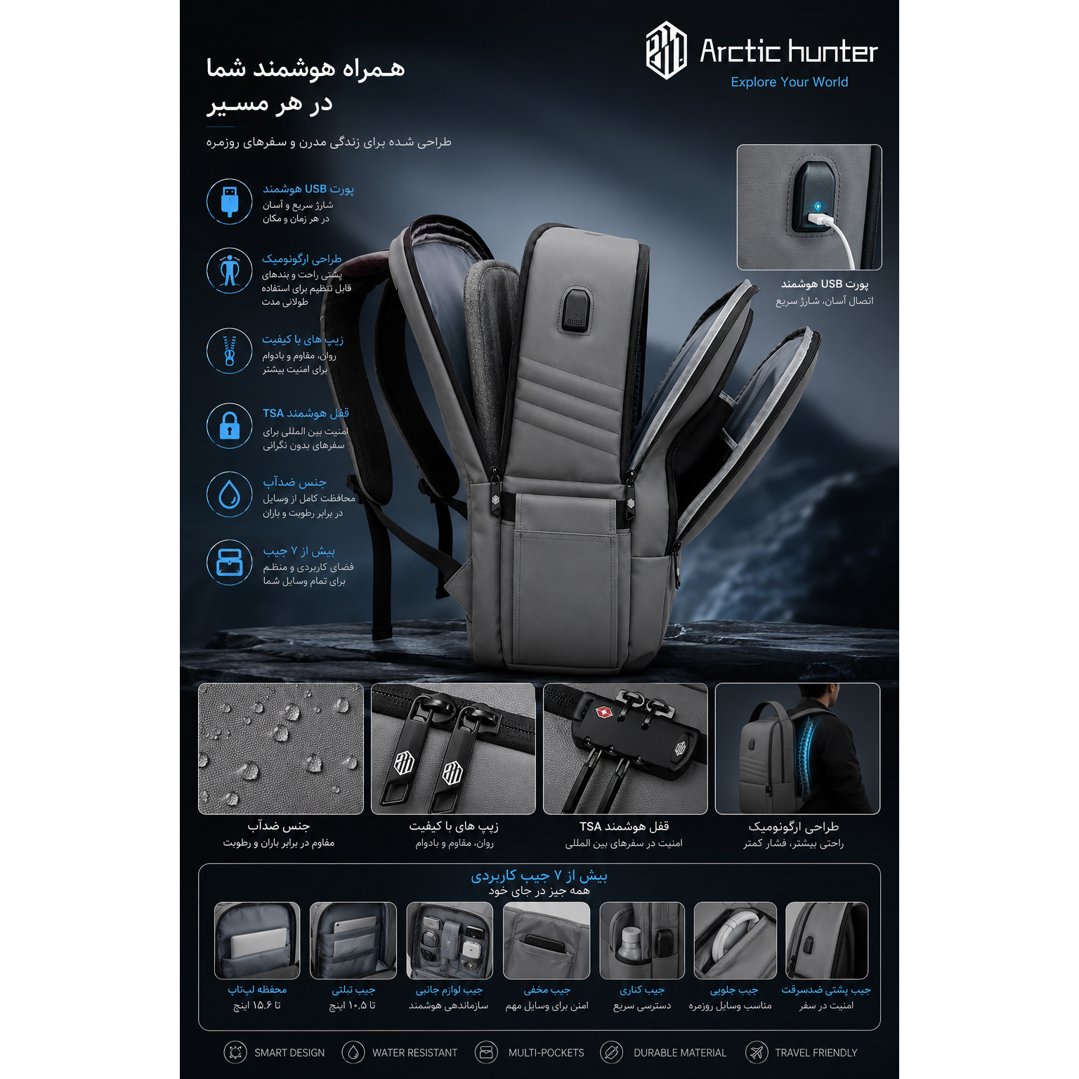 کیف لپ تاپ مدل 2020 مناسب برای لپ تاپ 14.1 تا 15.6 اینچی - Image 7