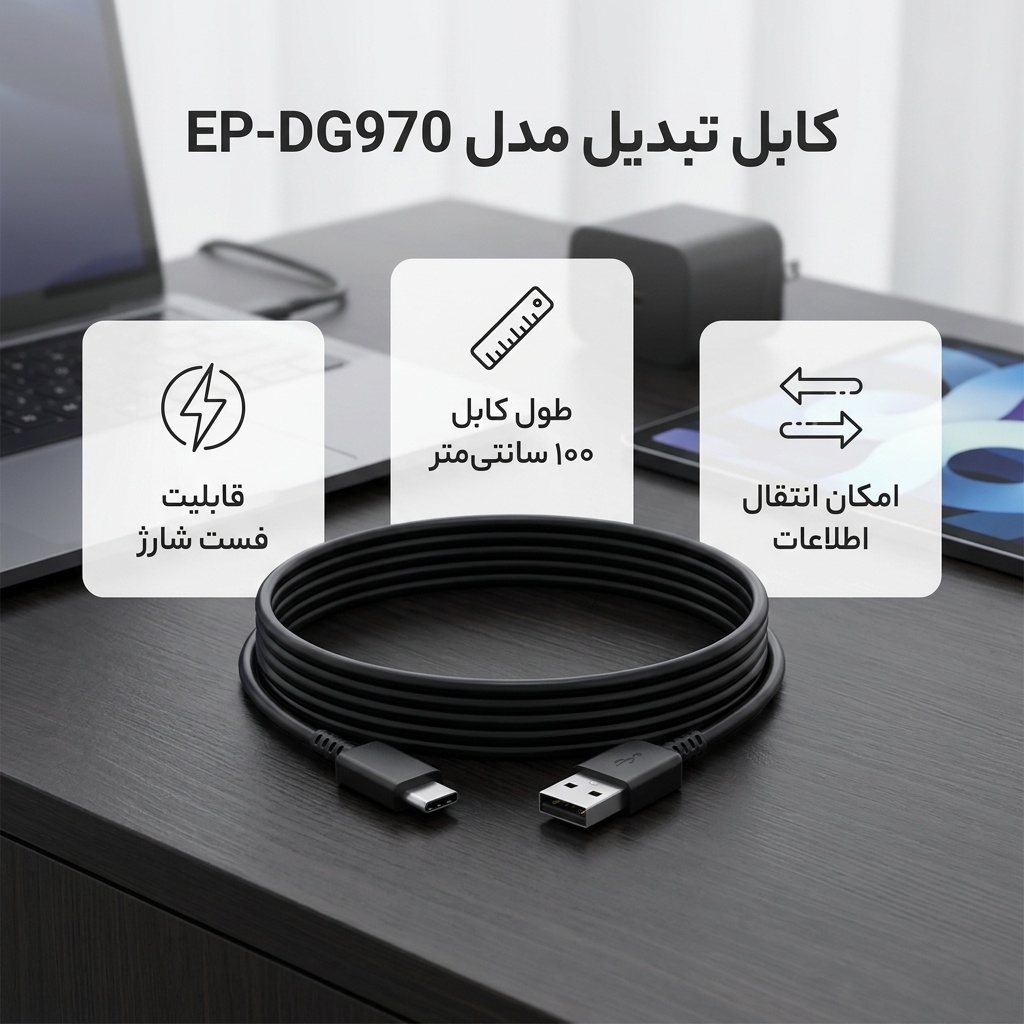 کابل تبدیل USB به USB-C مدل EP-DG970 طول 1 متر - Image 2