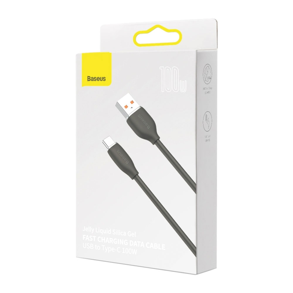 کابل تبدیل USB به USB-C باسئوس مدل JELLY LIQUID SILICA GEL 100W طول 2 متر - Image 4