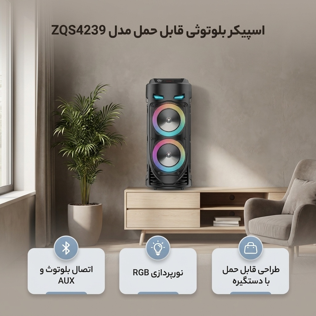 اسپیکر بلوتوثی قابل حمل مدل ZQS4239 - Image 2