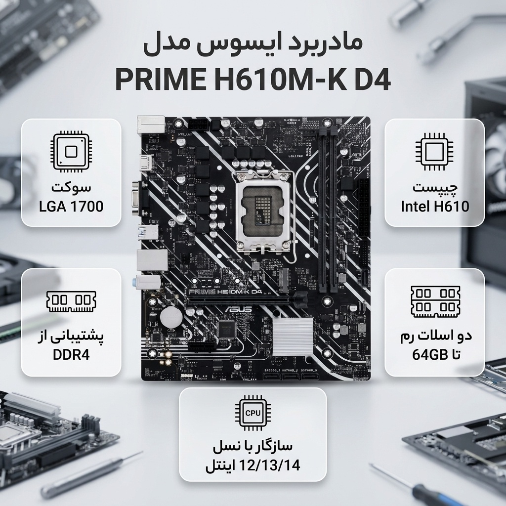 مادربرد ایسوس مدل PRIME H610M-K D4 - Image 2