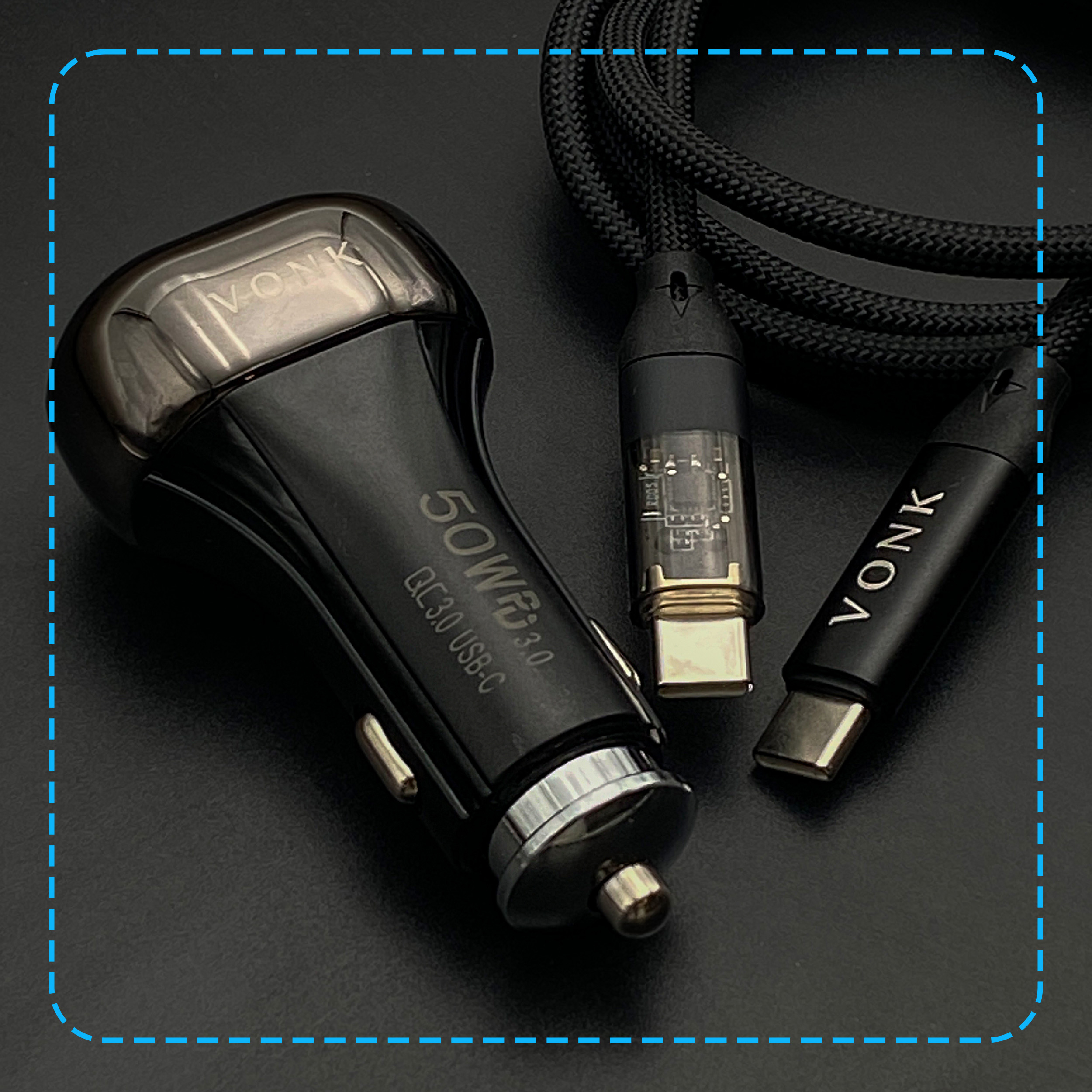 شارژر فندکی 50 وات دو پورت وونک مدل VC-50 به همراه کابل 1 متری USB-C - Image 5