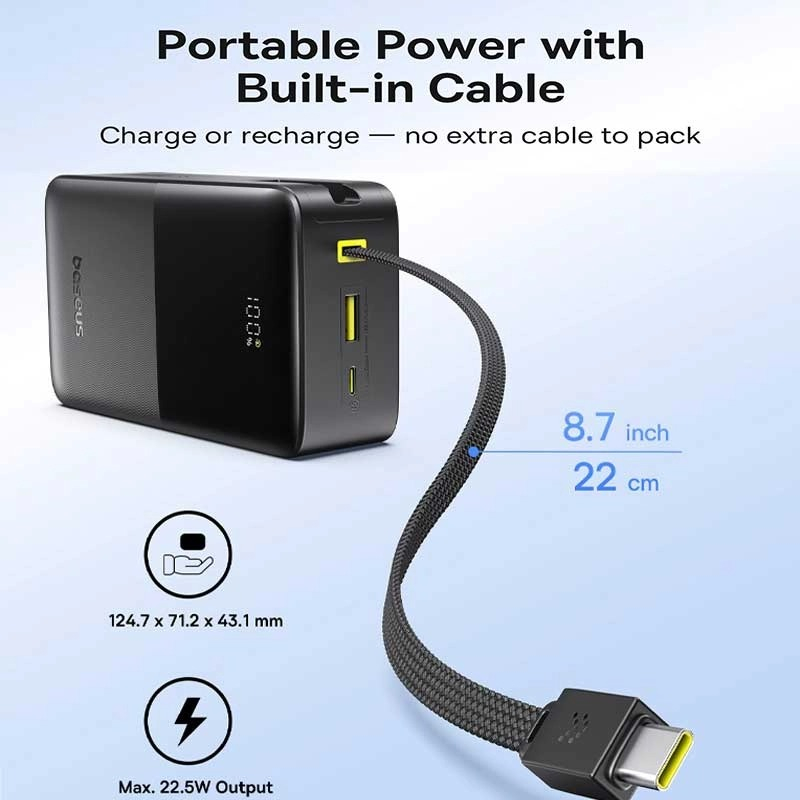 پاوربانک 22 وات بیسوس مدل EnerFill FC51 Bipow 2 Pro ظرفیت 30000 میلیآمپرساعت به همراه کابل متصل USB-C - Image 7