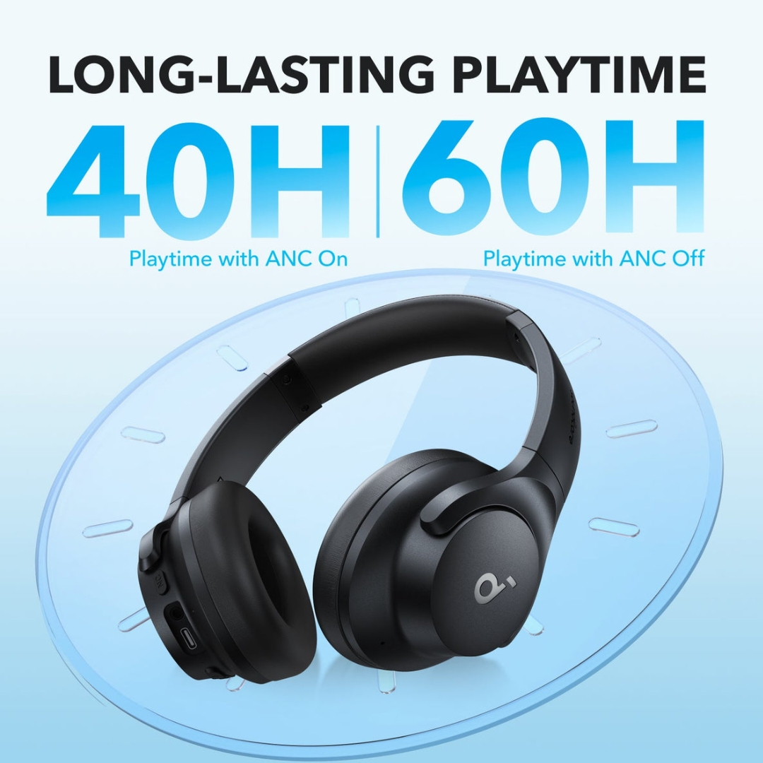 هدفون بلوتوثی انکر مدل Soundcore Q20i با نویز کنسلینگ فعال (ANC)، درگاه شارژ USB Type-C، دارای 2 میکروفون داخلی و 2 میکروفون خارجی، پشتیبانی از صدای Hi-Res از طریق کابل AUX - Image 8