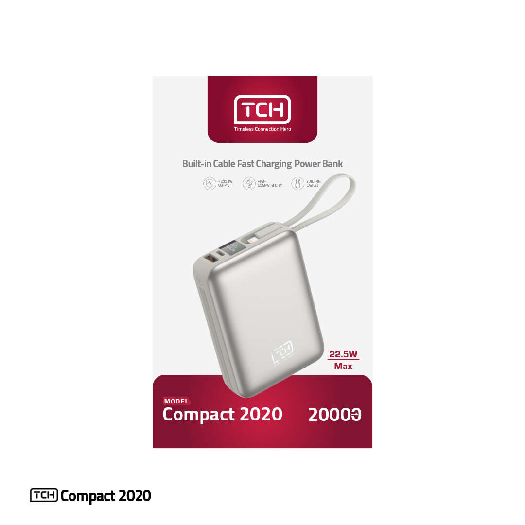 پاوربانک 22.5 وات تی سی اچ مدل Compact 2020 ظرفیت 20000 میلیآمپرساعت به همراه 2 عدد کابل USB-C / لایتنینگ - Image 6