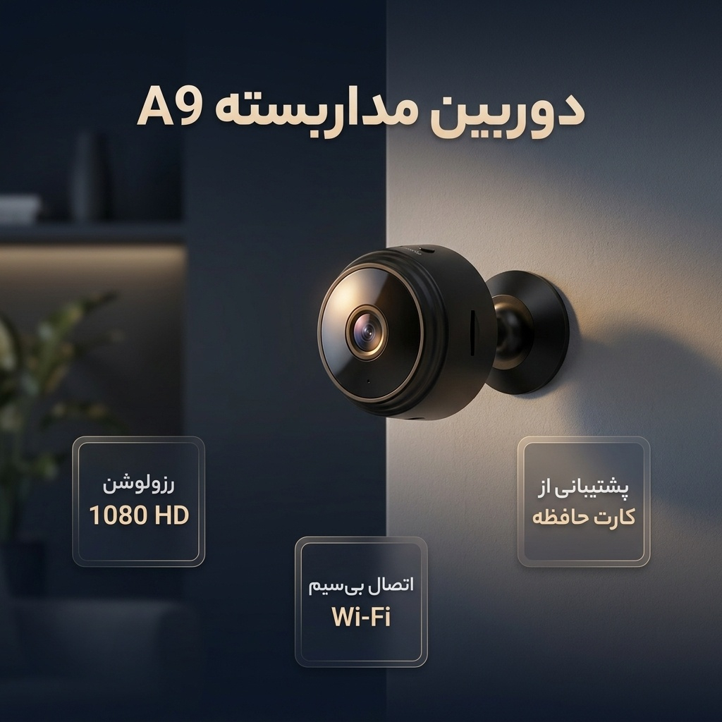دوربین امنیتی بیسیم مدل A9 با رزولوشن 1080 HD، پشتیبانی از کارت حافظه TF تا 64 گیگابایت و سازگار با اندروید، iOS، ویندوز و مک OS X - Image 3