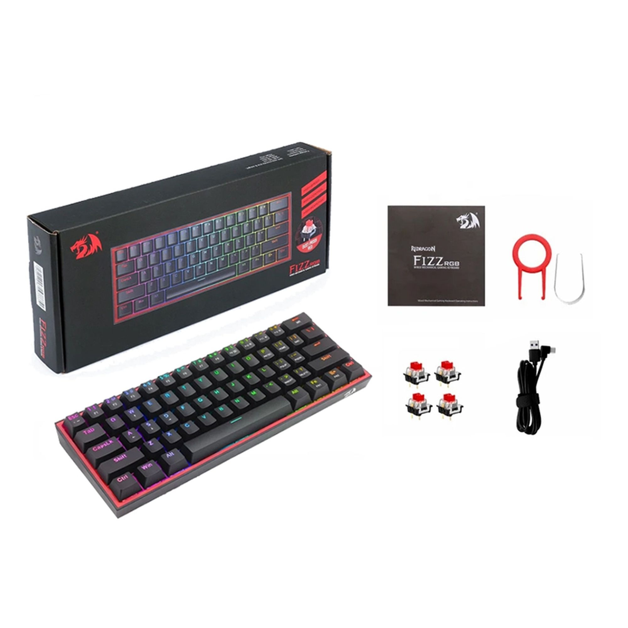 کیبورد گیمینگ ردراگون مدل K617 FIZZ، سوییچ مکانیکال قرمز، Tenkeyless، نورپردازی RGB - Image 15