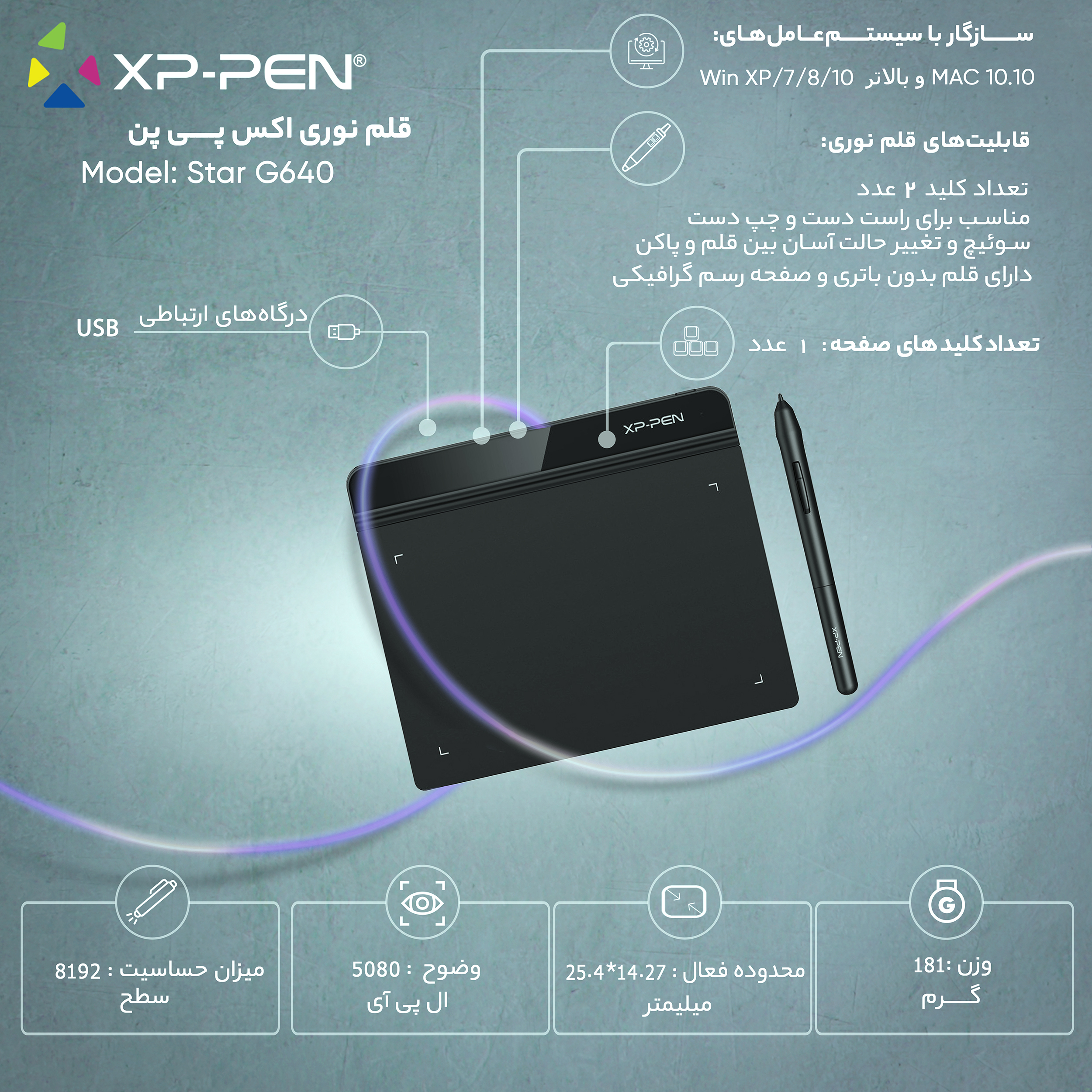 قلم نوری اکس پی.پن مدل Star G640 - Image 8