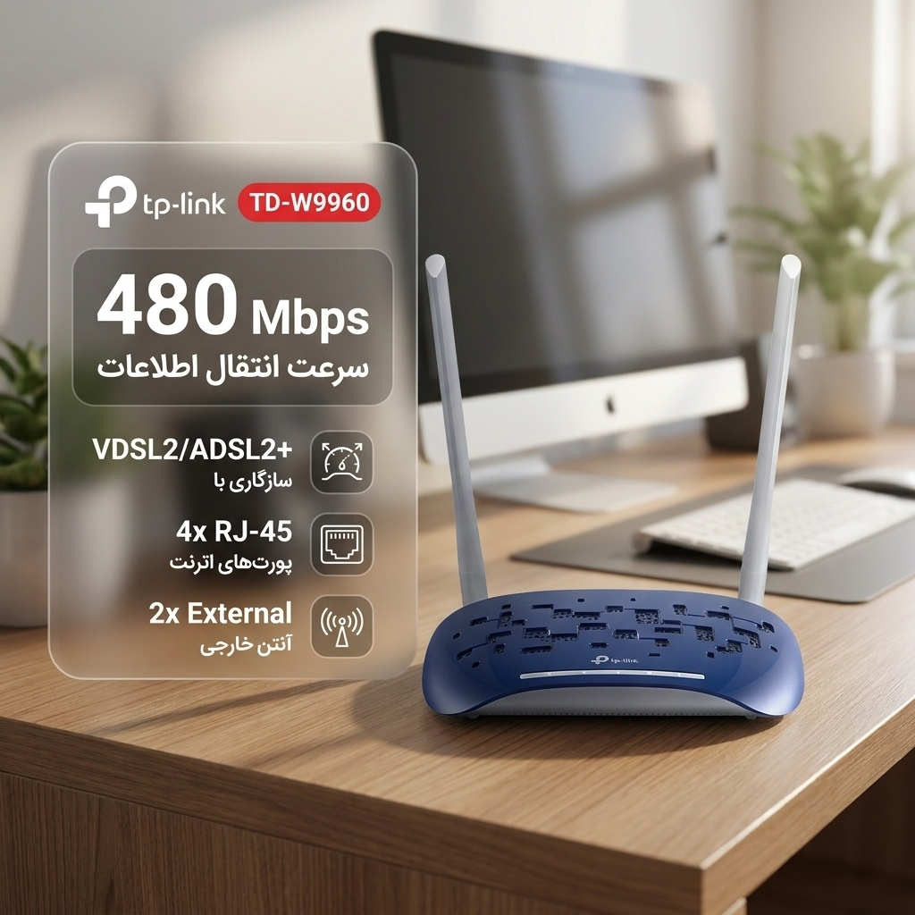 مودم روتر +ADSL2 تی پی-لینک مدل TD-W9960 - Image 2