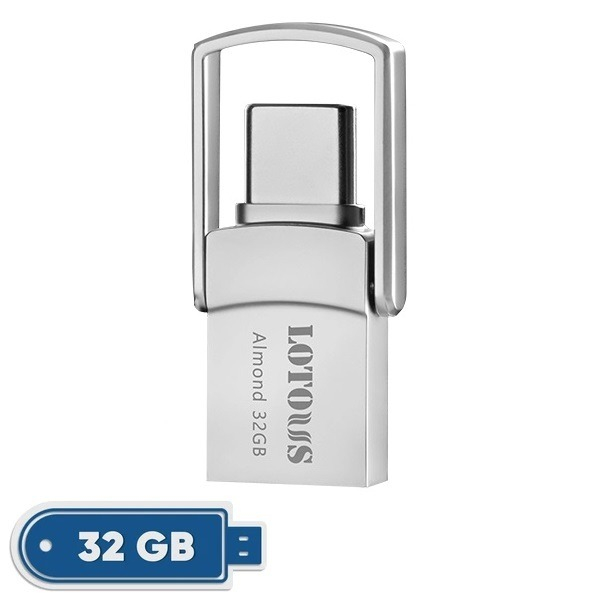 فلش مموری 32 گیگابایت لوتوس مدل Almond با رابطهای USB Type-A و USB Type-C، استاندارد USB 3.2 Gen2، طراحی چرخشی و بدنه فلزی - Image 3