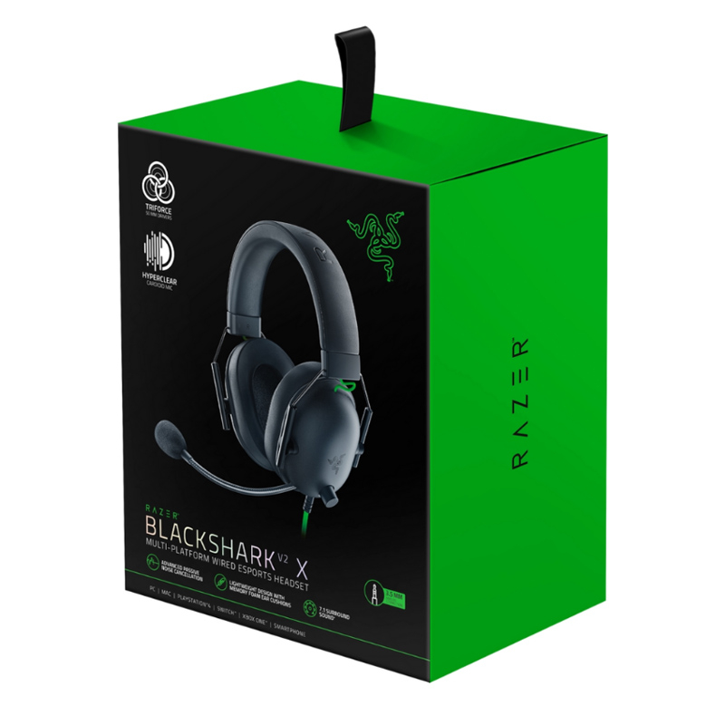 هدست گیمینگ ریزر مدل BlackShark V2 X با نویز کنسلینگ بدنه و نویز کنسلینگ میکروفون (ENC)، اتصال از طریق جک 3.5 میلیمتری، دارای صدای فراگیر 7.1 کاناله، دارای تکنولوژی صدای 360 درجه - Image 10