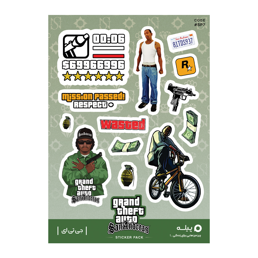 استیکر لپ تاپ و موبایل پیله طرح جی تی ای سان آندریاس مدل GTA کد SP7 مجموعه 13 عددی - Image 2