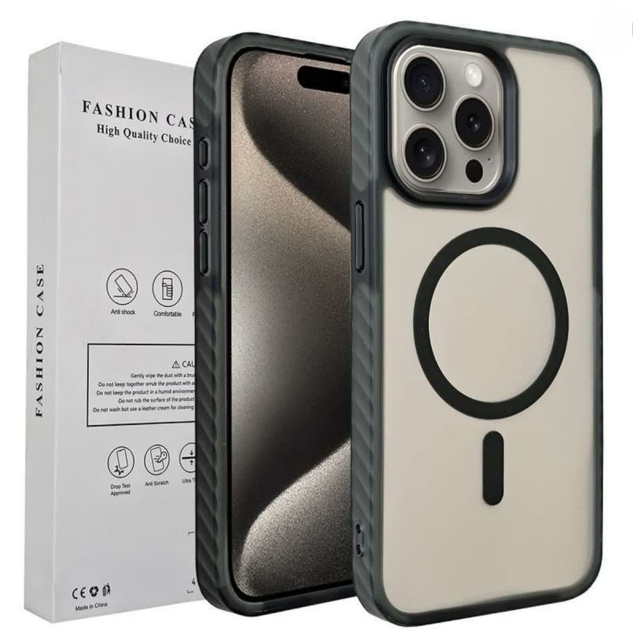 کاور فشن کیس مدل مگ سیف مناسب برای گوشی موبایل اپل Iphone 15promax به همراه محافظ لنز - Image 2