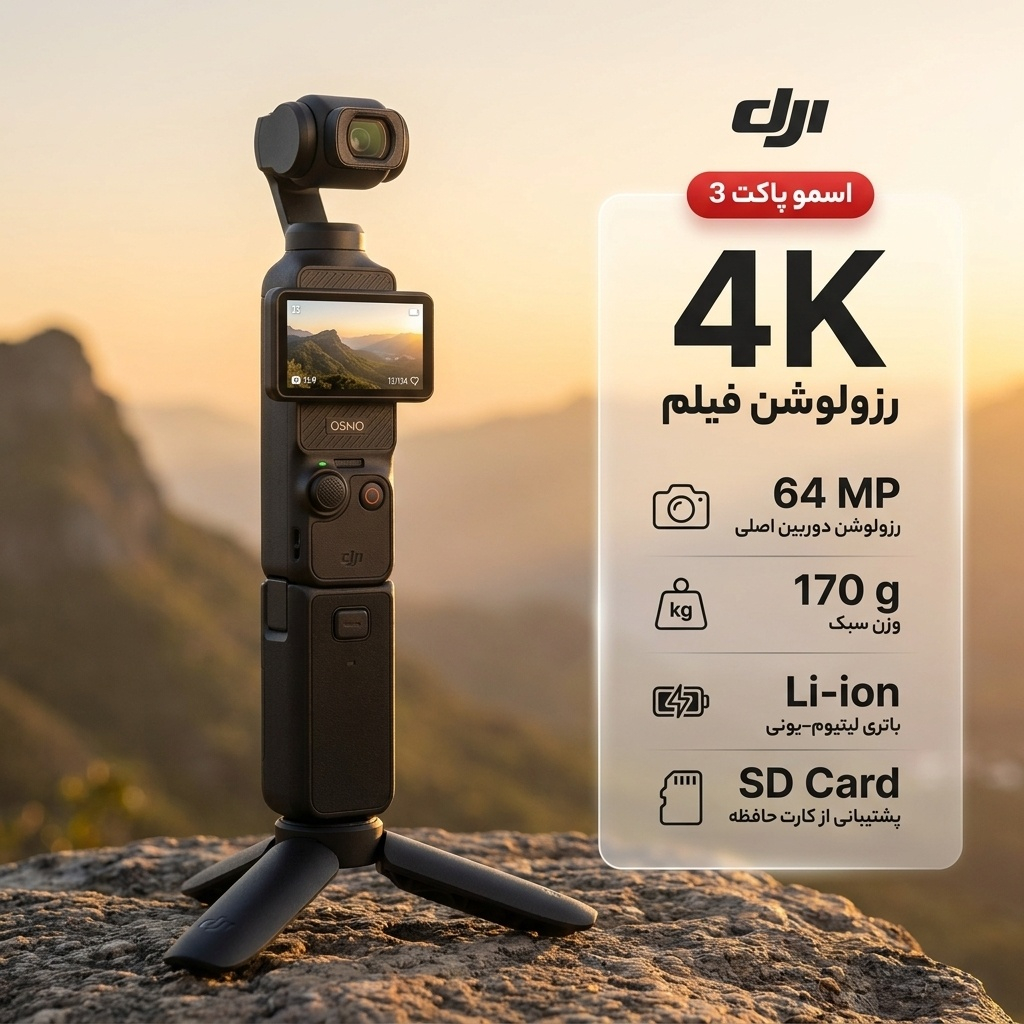 دوربین فیلم برداری دی جی آی مدل اسمو پاکت 3 کمبو - Image 2