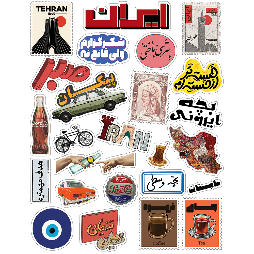 استیکر لپ تاپ و موبایل طرح نوستالژی کد G50101 مجموعه 25 عددی