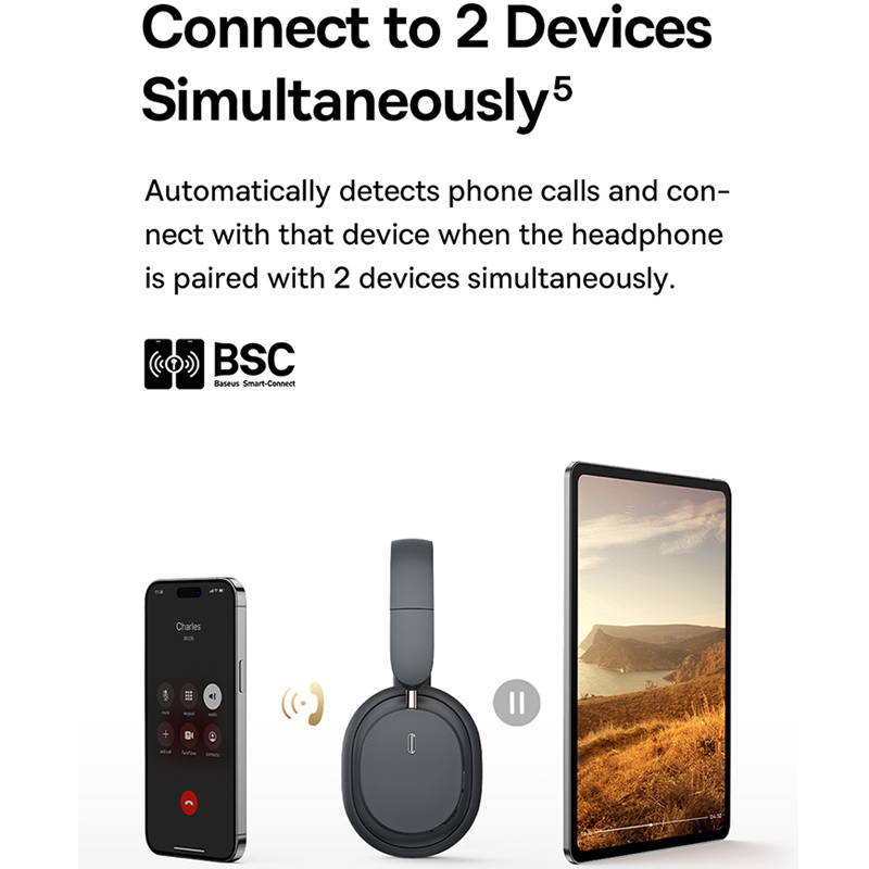 هدفون بلوتوثی باسئوس مدل Bowie D05 - Image 13