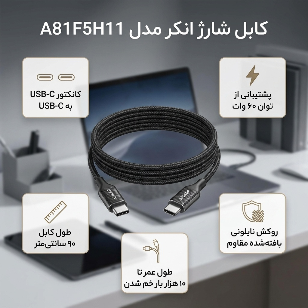 کابل USB-C انکر مدل A81F5H11 طول 0.9 متر - Image 2
