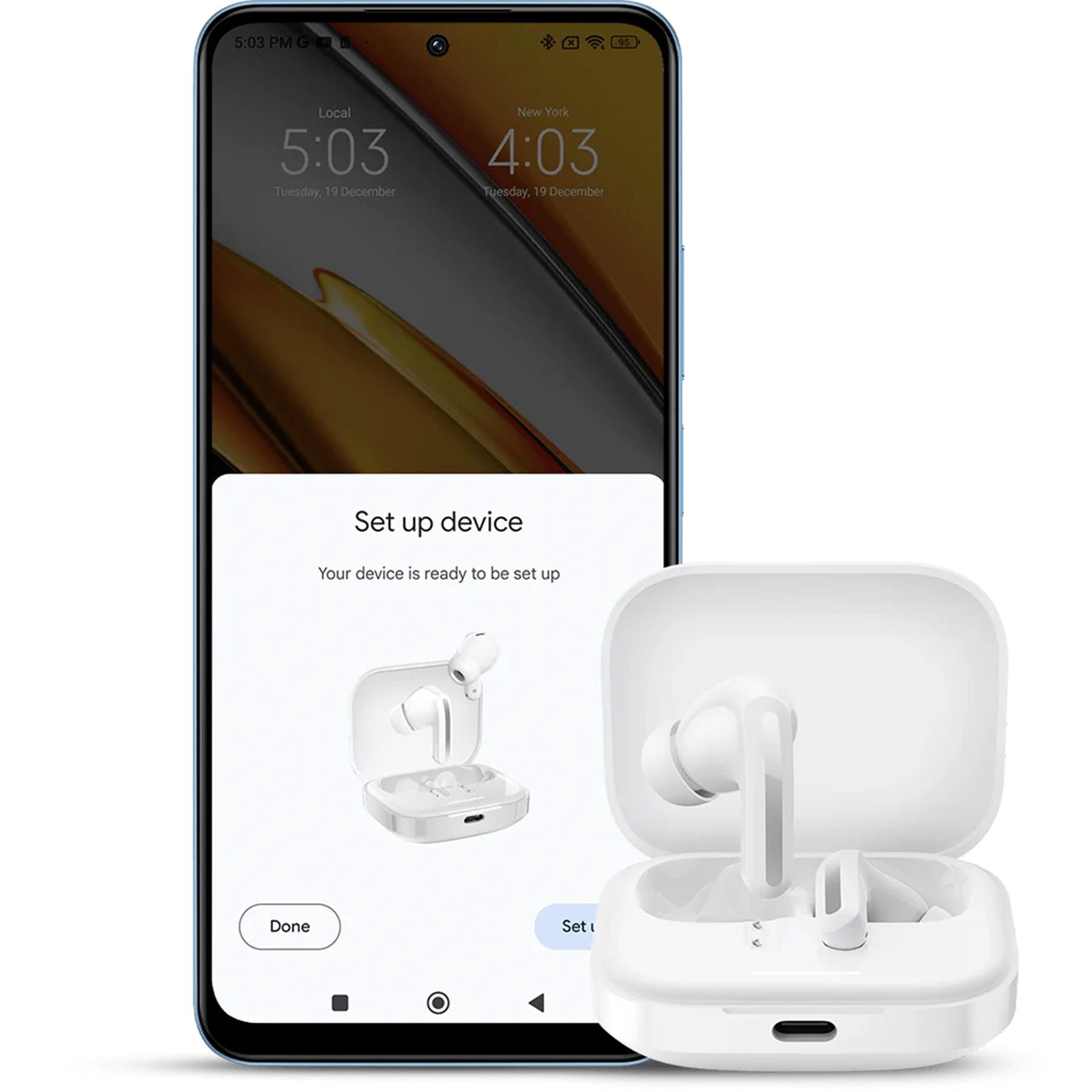 هدفون بلوتوثی شیائومی مدل Redmi Buds 5 با نویز کنسلینگ فعال (ANC)، درگاه شارژ USB Type-C، دارای نشانگر روی محفظه شارژ - Image 12