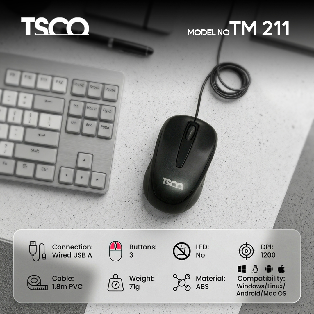 ماوس با سیم تسکو مدل TM 211 - Image 10