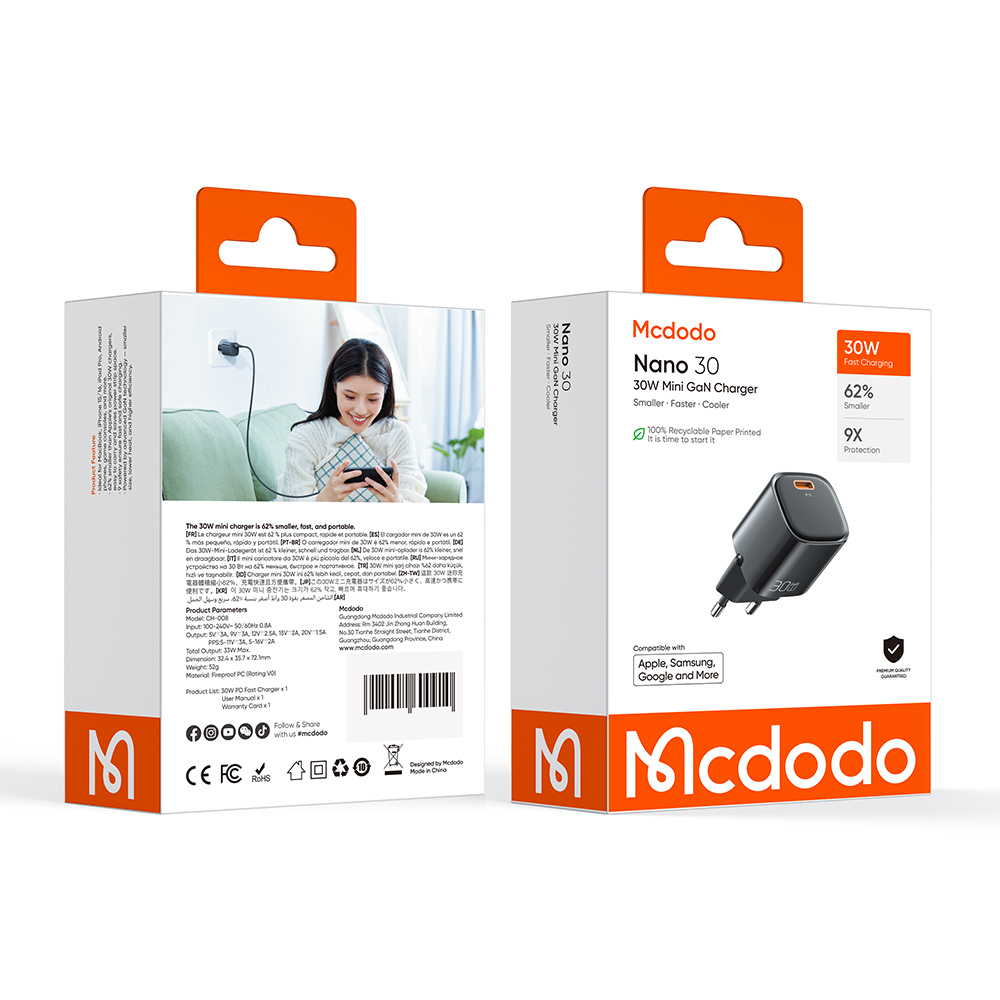شارژر دیواری 30 وات مک دودو مدل CH-008 - Image 3