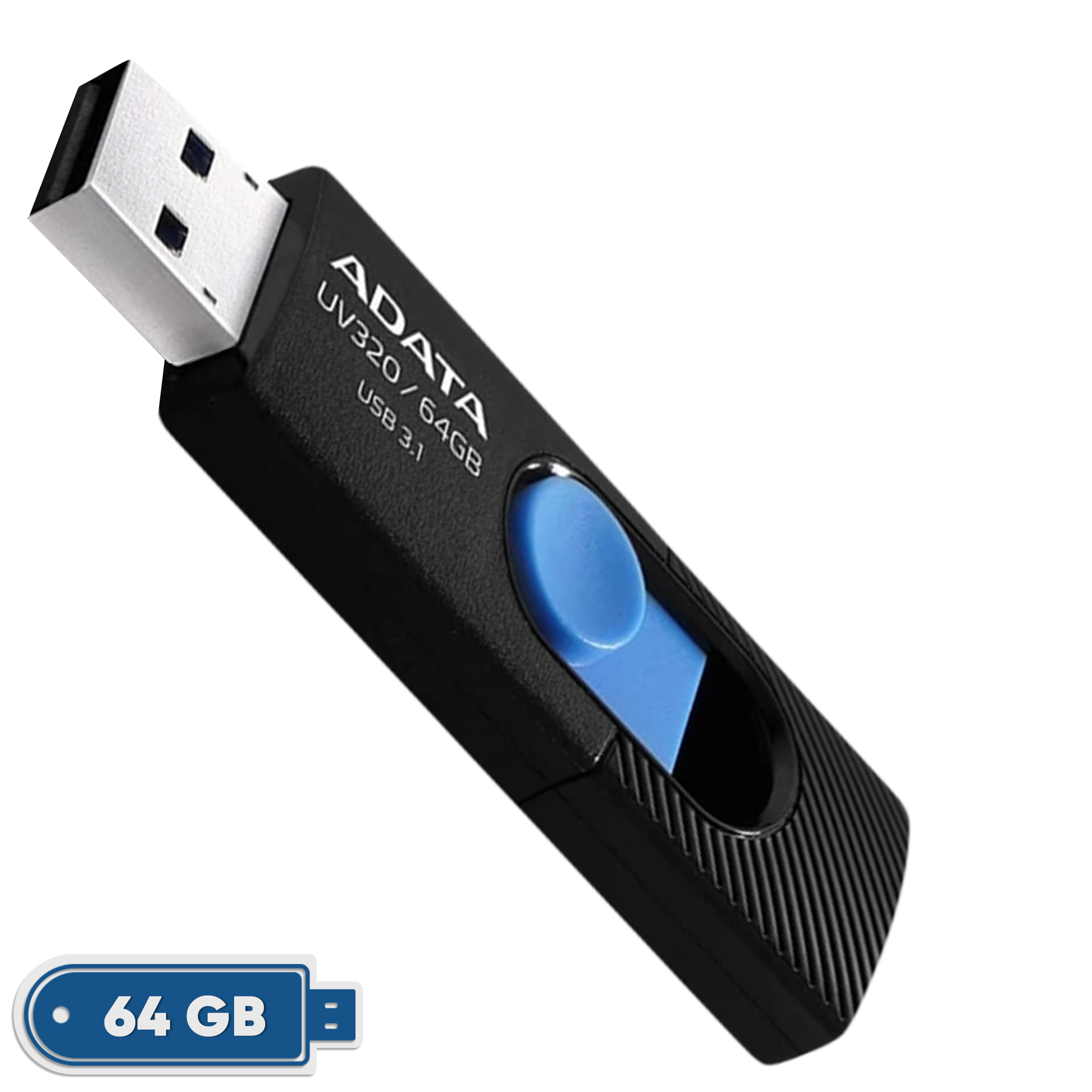 فلشمموری کشویی ای دیتا مدل UV320 ظرفیت 64 گیگابایت با رابط USB 3.2 Gen1 سرعت انتقال تا 10 گیگابیت بر ثانیه و سازگار با ویندوز، مک، لینوکس، گوشی و تلویزیون - Image 2