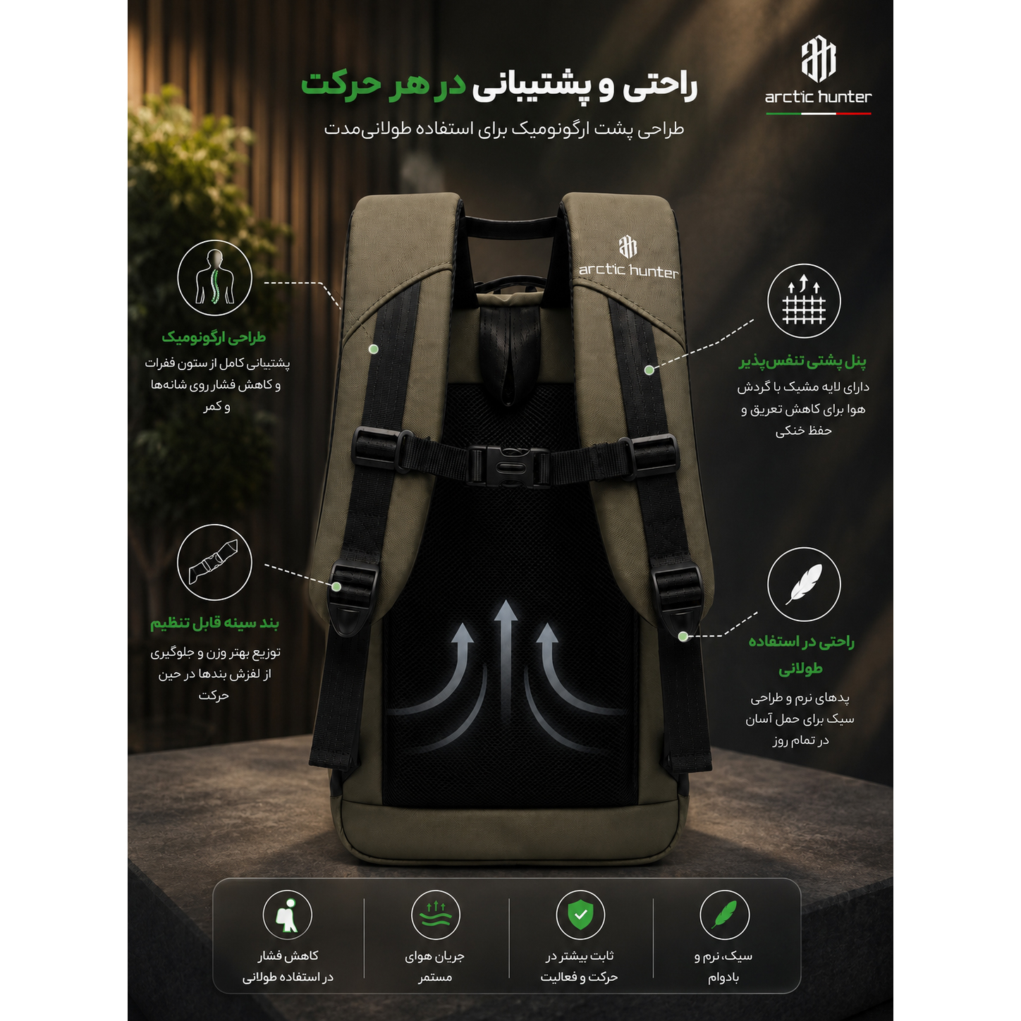 کیف لپ تاپ آرتیک هانتر مدل Newplus 128 مناسب برای لپتاپهای 17 اینچ - Image 7