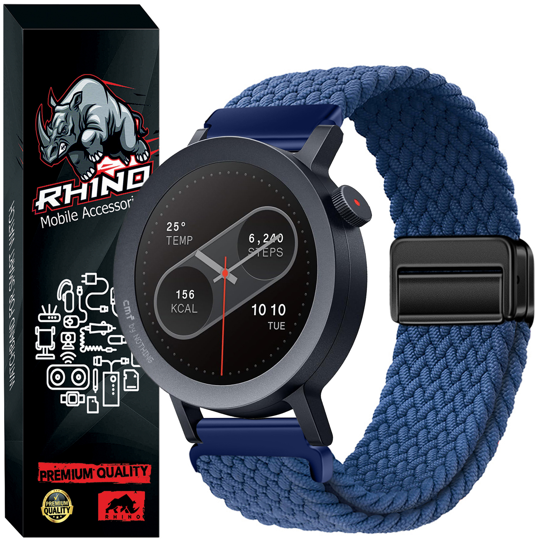 بند راینو مدل Braid Magnet مناسب برای ساعت هوشمند ناتینگ CMF Watch Pro 2 22MM