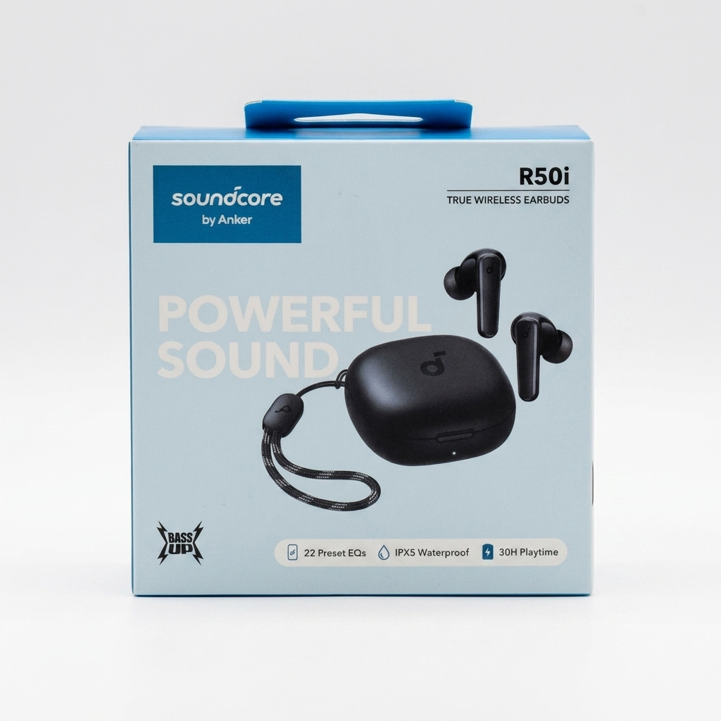 هدفون بلوتوثی مدل SoundCore R50i بدون قابلیت نویز کنسلینگ، درگاه شارژ USB Type-C، دارای فناوری AI-Enhanced Calls برای کاهش نویز و بهبود مکالمات، مقاوم در برابر رطوبت و عرق - Image 2