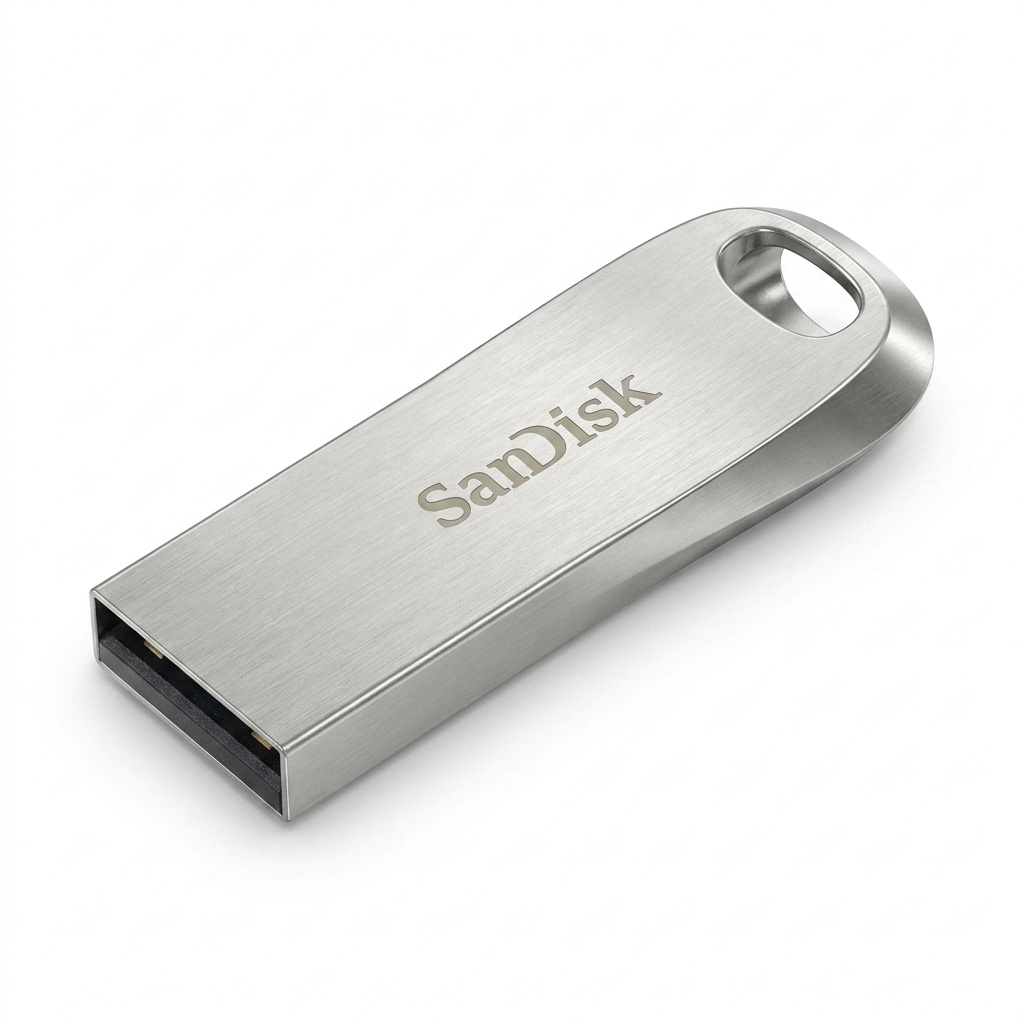 فلش مموری سن دیسک Ultra Luxe ظرفیت 64 گیگابایت با رابط USB 3.1 سرعت خواندن تا 150 مگابایت بر ثانیه، بدنه فلزی مقاوم، پشتیبانی از نرم‌افزار رمزگذاری اطلاعات