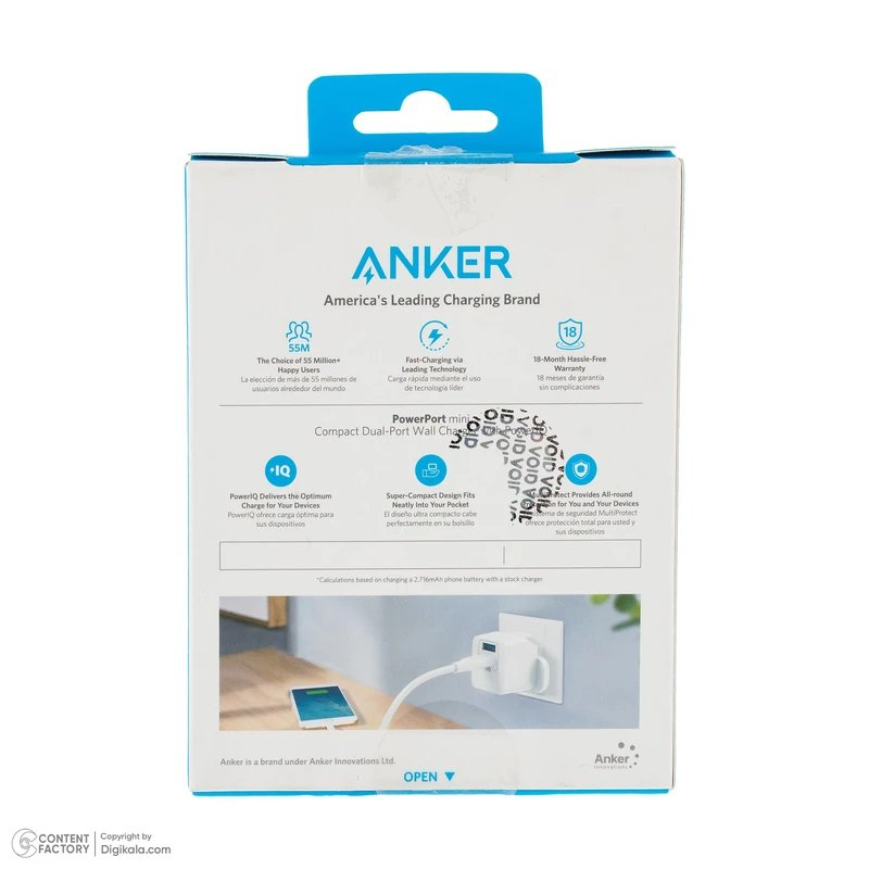 شارژر دیواری 12 وات دو پورت انکر مدل PowerPort Mini A2620 - Image 9
