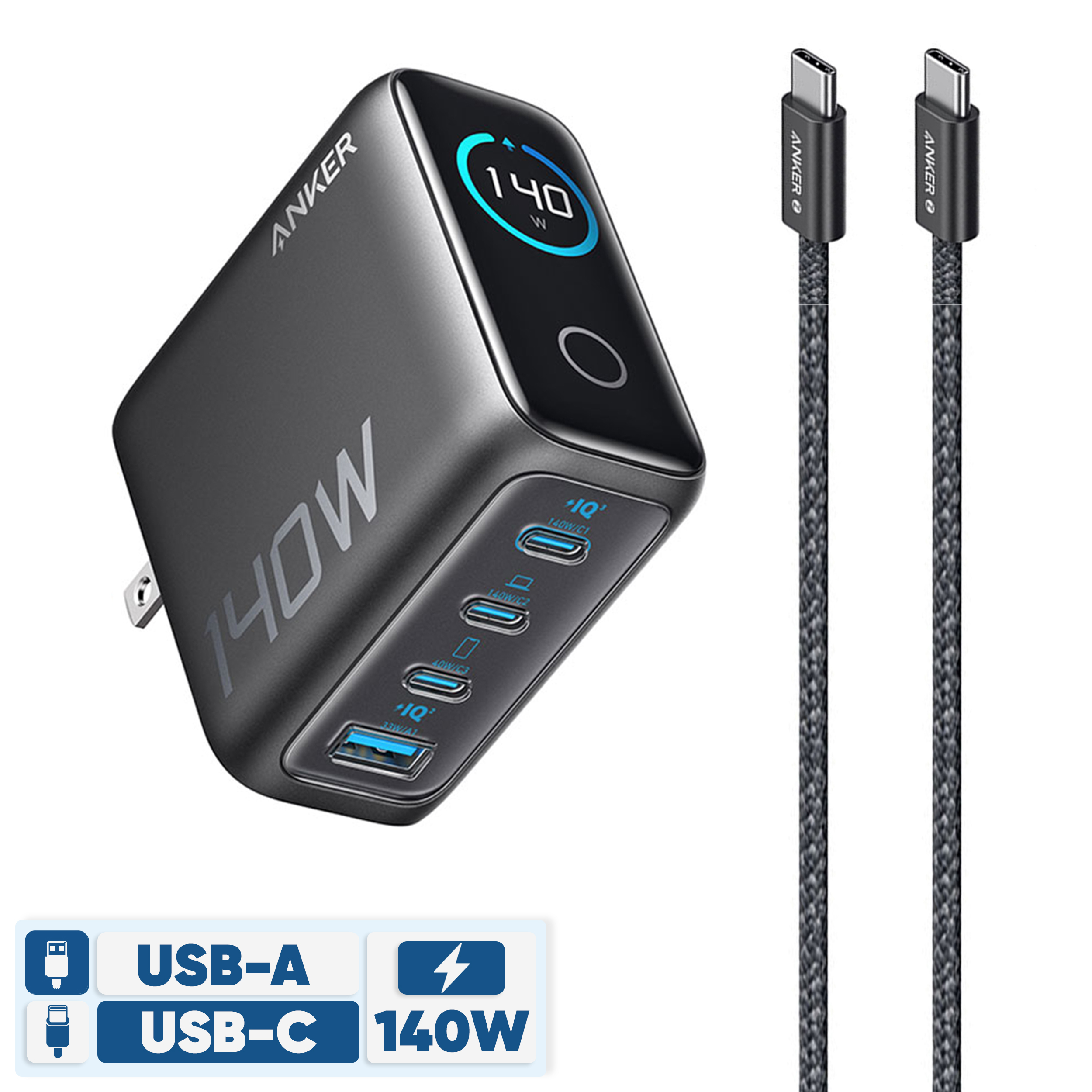 شارژر دیواری 140 وات انکر مدل A2697 به همراه کابل USB-C به طول 1.5 متر - Image 2