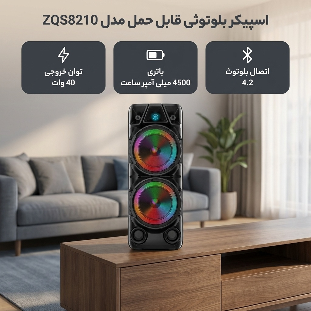 اسپیکر بلوتوثی قابل حمل مدل ZQS8210 - Image 2