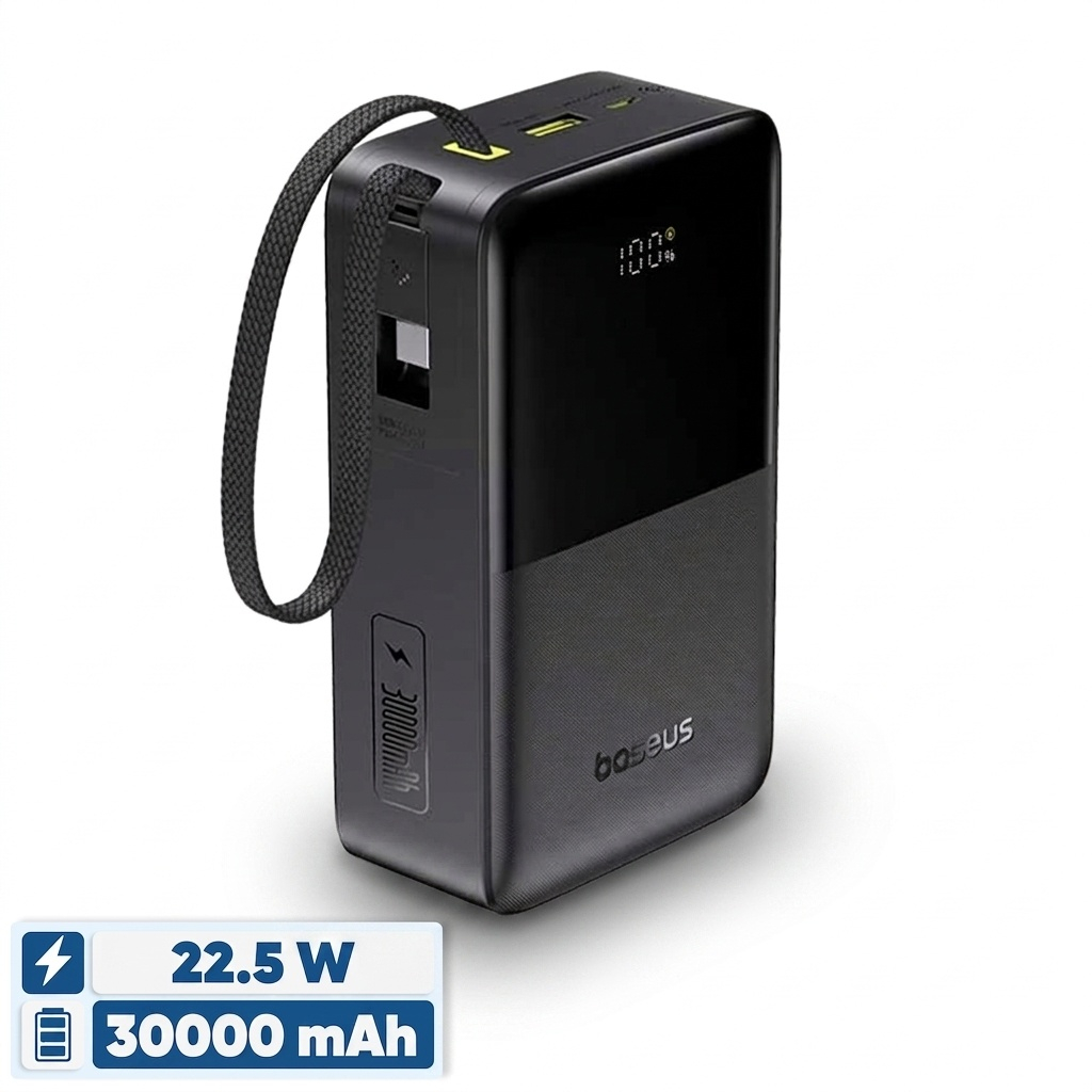 پاوربانک 22 وات بیسوس مدل EnerFill FC51 Bipow 2 Pro ظرفیت 30000 میلی‌آمپرساعت به همراه کابل متصل USB-C