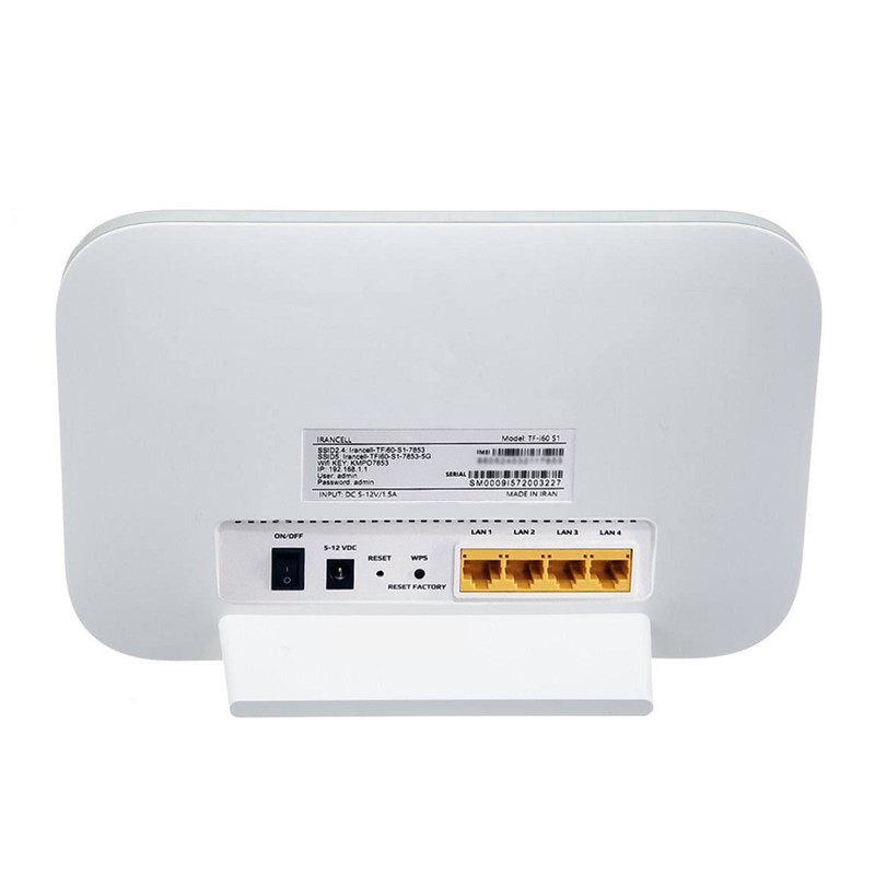 مودم 4G TD-LTE ایرانسل مدل TF-i60 S1 با سیم کارت و 300 گیگابایت اینترنت 6 ماهه، پشتیبانی همزمان 32 کاربر، 4 پورت LAN، چهار شبکه بیسیم مستقل، سرعت دانلود 300 مگابیت بر ثانیه و آنتن 5dBi - Image 5