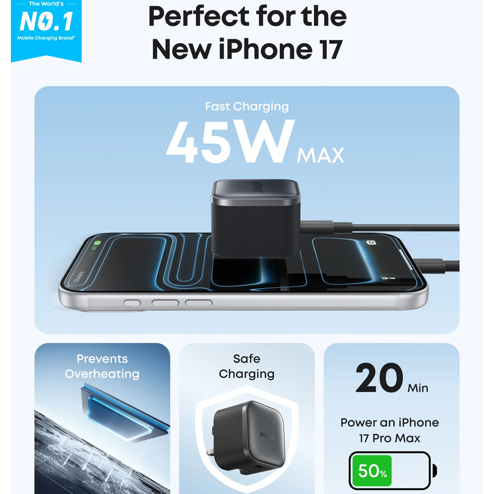 شارژر دیواری 45 وات انکر مدل A2692 به همراه کابل تبدیل USB-C - Image 7