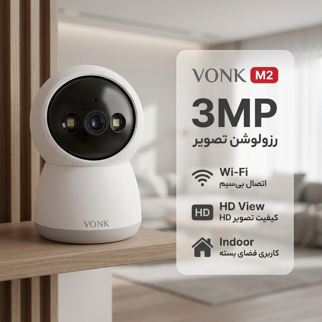 دوربین امنیتی تحت شبکه فضای داخلی وونک مدل M2 3mp با اتصال بیسیم، چرخش 360 درجه، تشخیص حرکت و مکالمه دوطرفه - Image 2