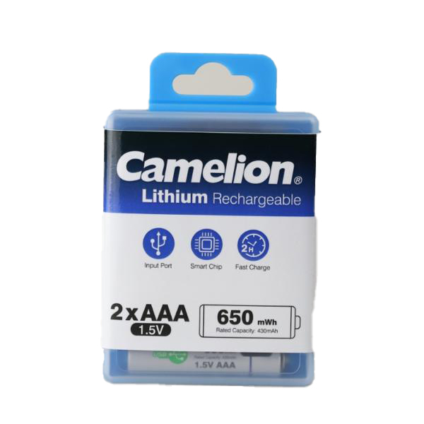 باتری نیم قلمی قابل شارژ کملیون مدل 1.5VLi-AAA650 بسته دو عددی - Image 5