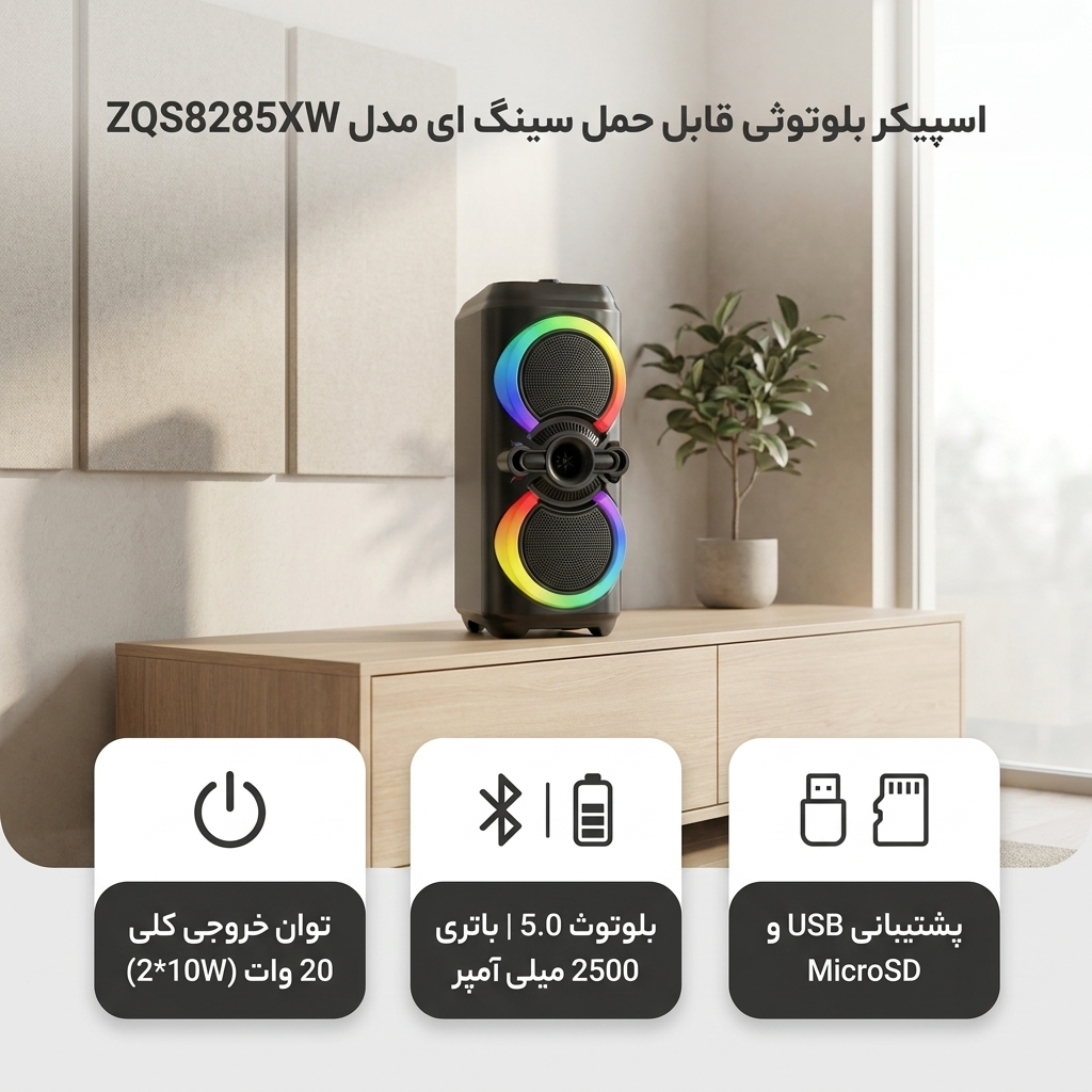 اسپیکر بلوتوثی قابل حمل سینگ ای مدل ZQS8285XW - Image 7