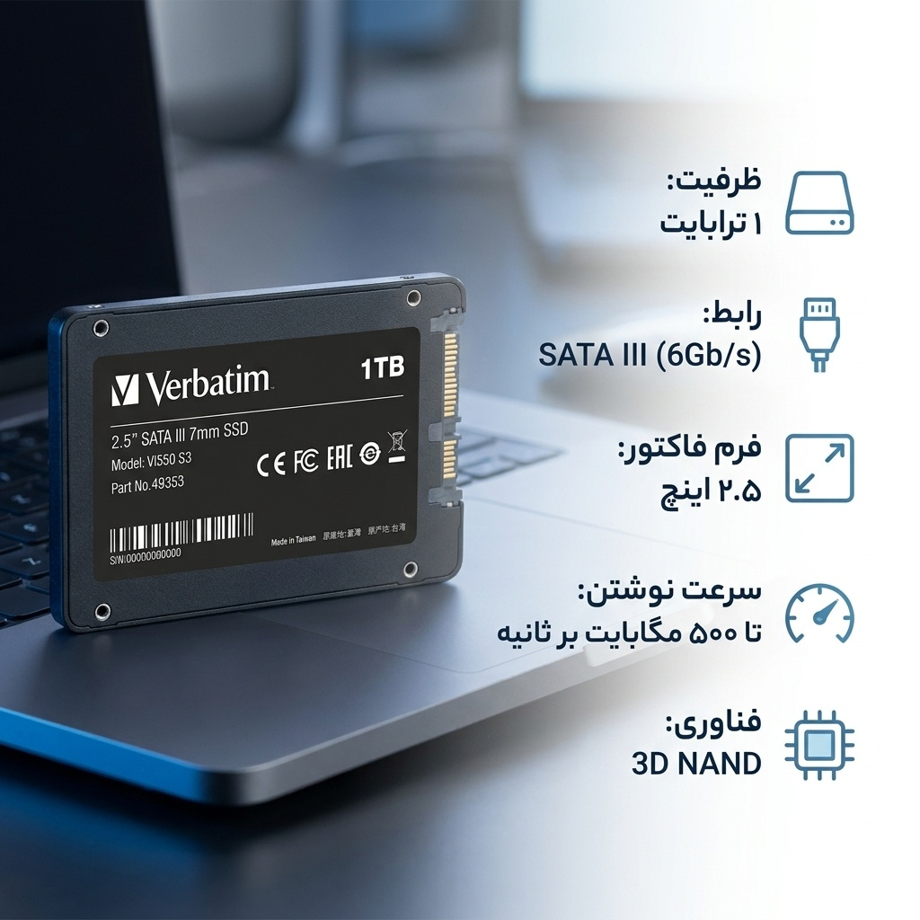 اس اس دی اینترنال SATA III ورباتیم مدل VI550 S3 ظرفیت 1 ترابایت - Image 2