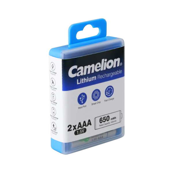 باتری نیم قلمی قابل شارژ کملیون مدل 1.5VLi-AAA650 بسته دو عددی - Image 3