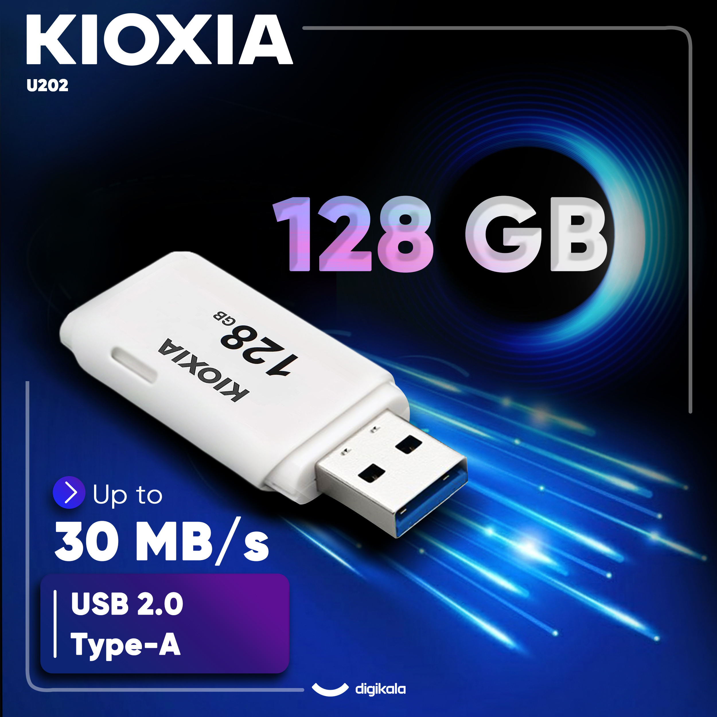 فلش مموری کیوکسیا مدل U202 ظرفیت 128 گیگابایت درپوشدار با رابط USB 2.0 و سرعت انتقال 30 مگابایت بر ثانیه، سازگار با کامپیوتر، لپتاپ، موبایل، تبلت و تلویزیون - Image 3