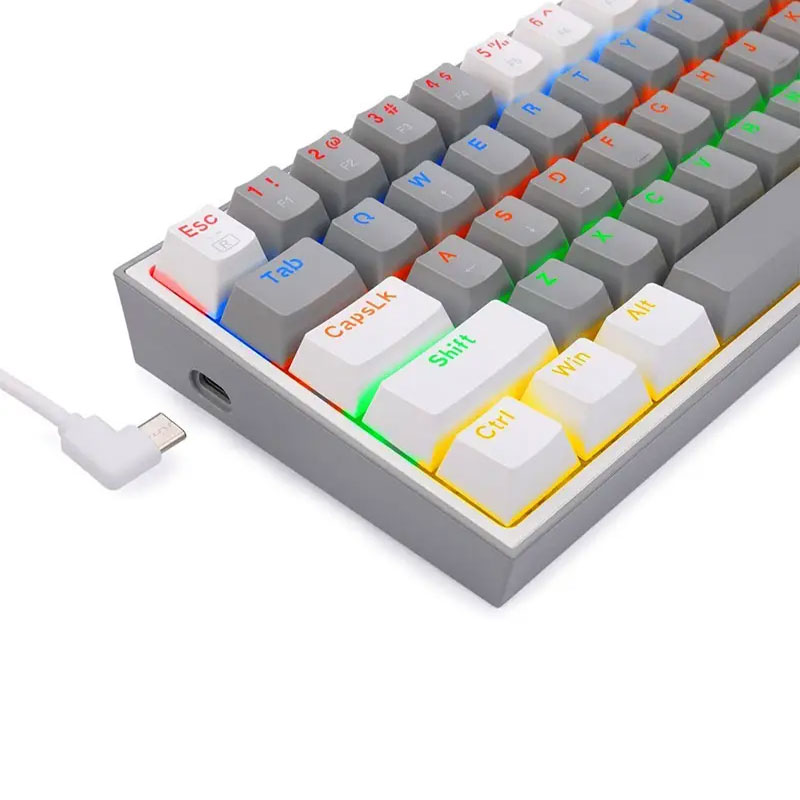 کیبورد با سیم گیمینگ ردراگون مدل Redragon FIZZ K617 RGB Grey-White - Image 3