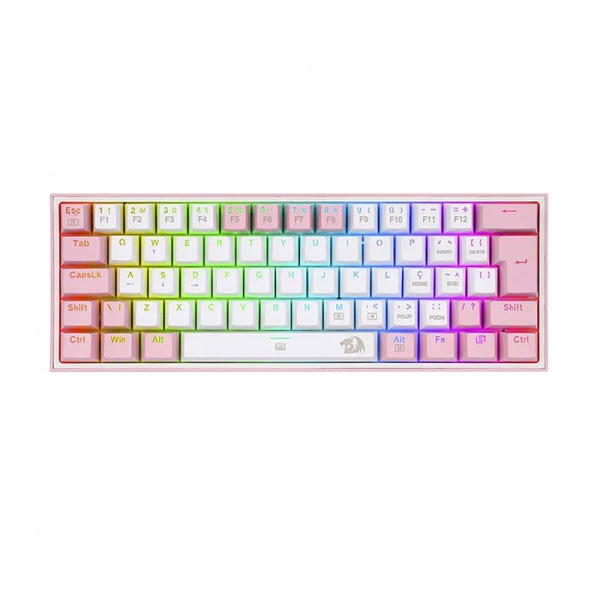 کیبورد با سیم گیمینگ ردراگون مدل Redragon FIZZ K617 RGB White-Pink