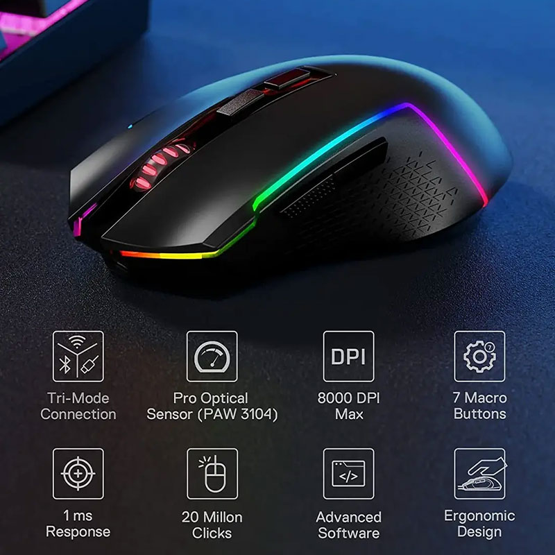 ماوس گیمینگ ردراگون بی سیم مدل Redragon TRIDENT M693 RGB - Image 2